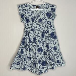 Tea Collection Girls Blue Floral Wrap Dress Size 4